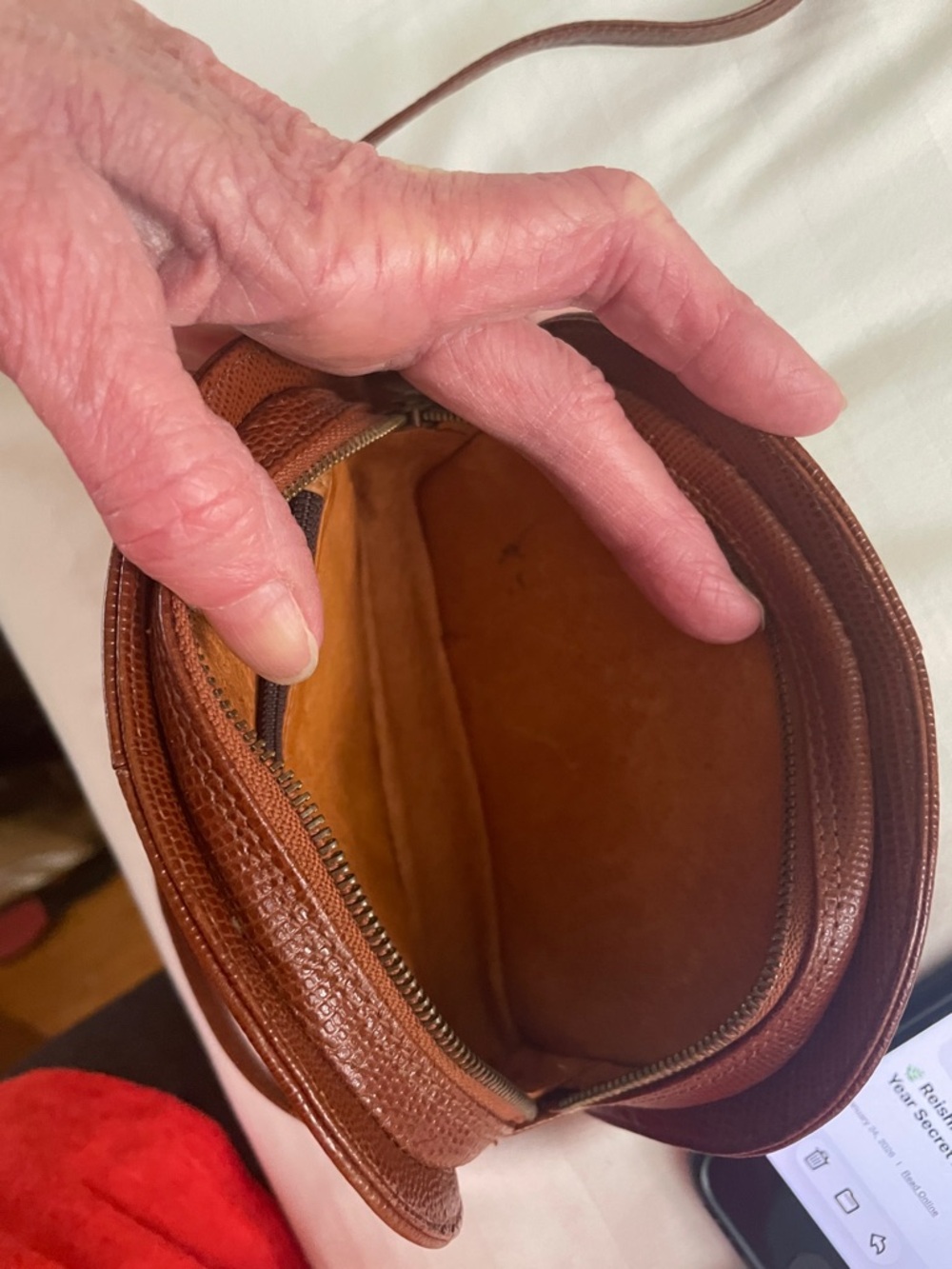 MCM Cognac and Medium Brown Logo Crossbody Bag - Picture 7 of 9